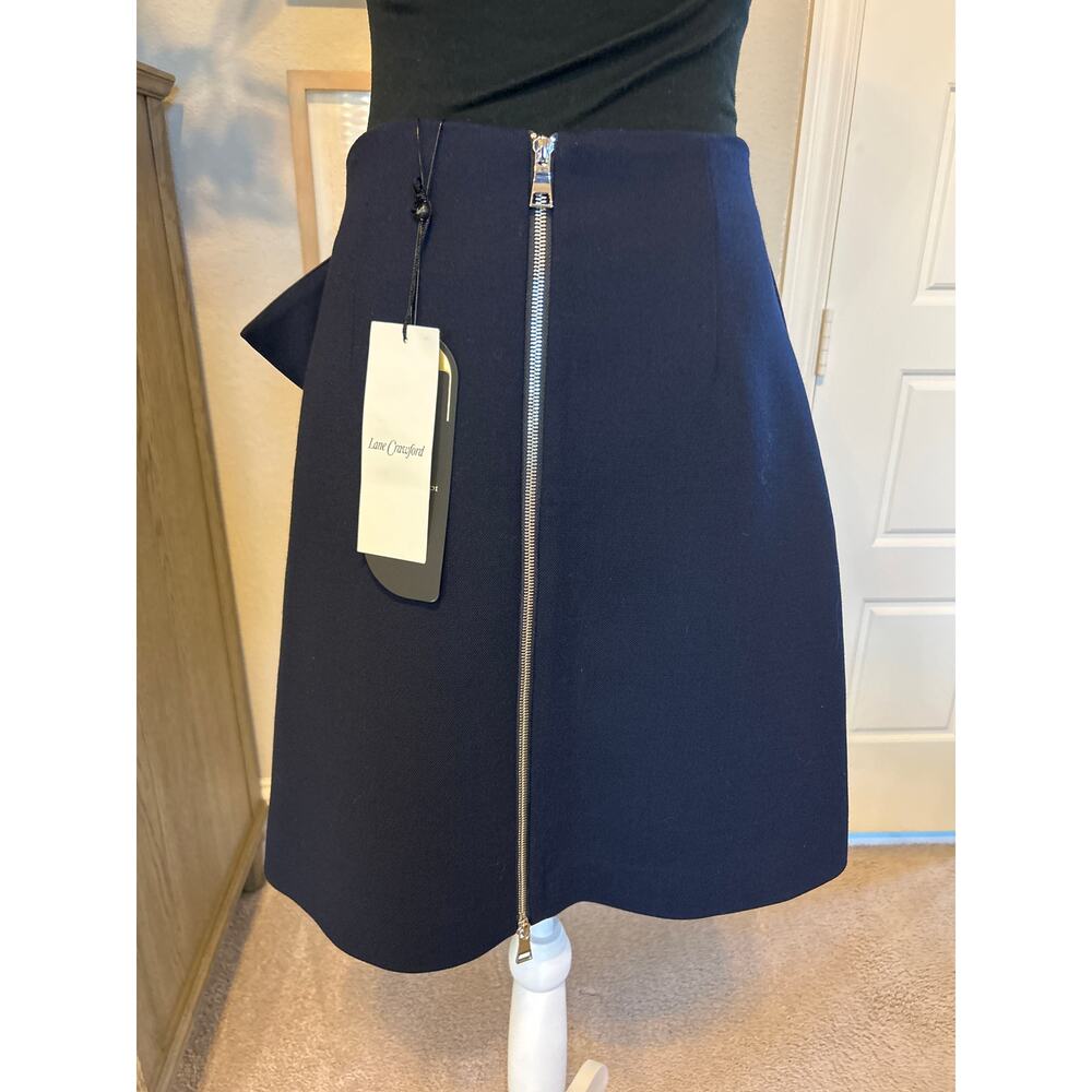 COMME MOI | Navy Blue Wool Blend A-Line Skirt | Med - Picture 7 of 10